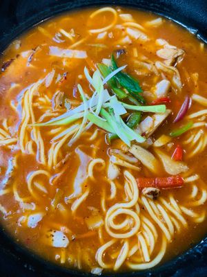 Vegan spicy thukpa at Momo Central in Melbourne