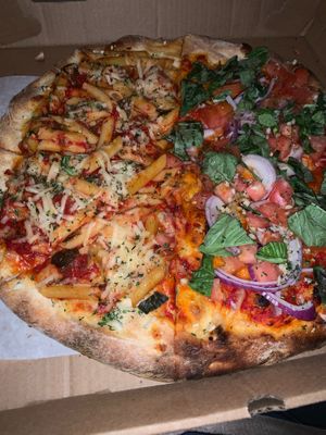 Terrible lighting because I was in the car and wanted to eat this as soon as possible. Yes, I ate half a pizza in the car and it was worth it. at Pizza Mia in Newburgh