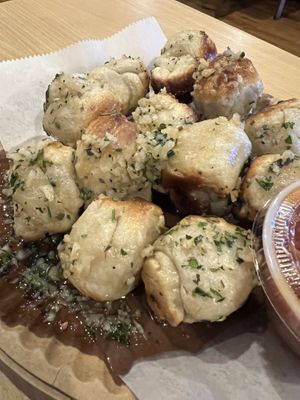 Garlic knots- check out the garlic!   at Pizza Mia in Newburgh