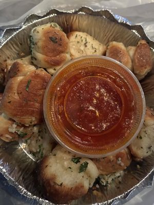 Garlic Knots (that everyone can’t seem to get enough of) VERY garlic-y! 🧄❤️  at Pizza Mia in Newburgh