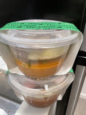 Their ramen takeout containers are so clever. Keeps the soup & noodles separated in the same container. at The Yasai - Little Italy in San Diego