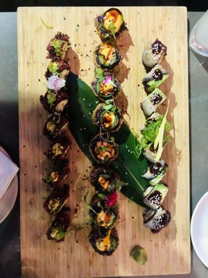 Crunchy, stressed out, amakara rolls at The Yasai - Little Italy in San Diego