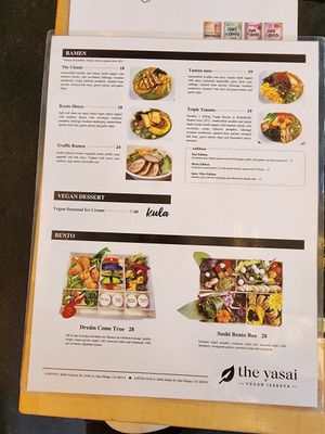 Vegan menu 2 at The Yasai - Little Italy in San Diego