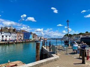 A little view of our seating area. What a view!  at The Library Harbour Cafe in Weymouth