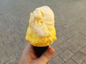 Peach and mango sorbet at Gelateria Bongusto in St Gallen