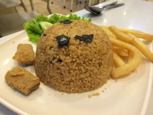seaweed fried rice  at Loving Hut in Surabaya
