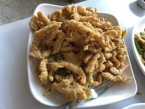 Fried mushrooms, so good at Loving Hut in Surabaya