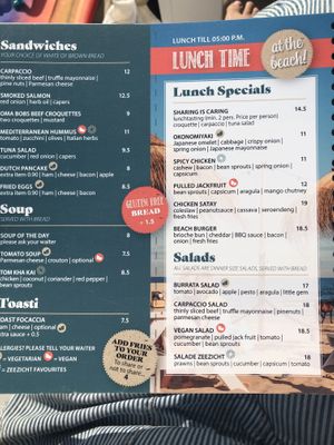 Lunch menu at Zeezicht in Castricum