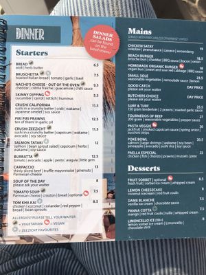 Dinner menu at Zeezicht in Castricum