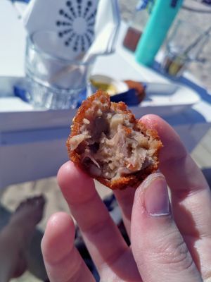 Very realistic (homemade?) bitterballen! at Zeezicht in Castricum