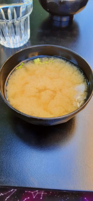 Vegan miso soup at Hamzo Sushi in Stockholm