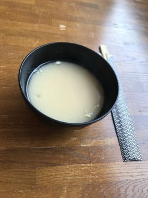 Now even vegan Miso soup  at Hamzo Sushi in Stockholm