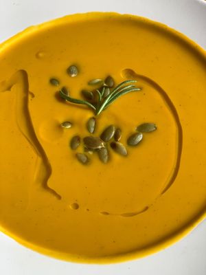 Curried Butternut Squash Bisque at Luna's Kitchen in Park City