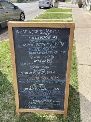 Menu board July 2023  at Square Scoop in Indianapolis