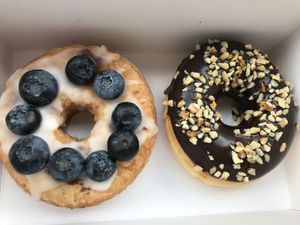 Vegan blueberry chocolate  and chocolate nut donut at Royal Donuts in Dortmund