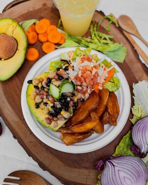 Aguacate Relleno (Ensalada de Granos & Amarillos) at Frescura Vegan Kitchen in Bayamon