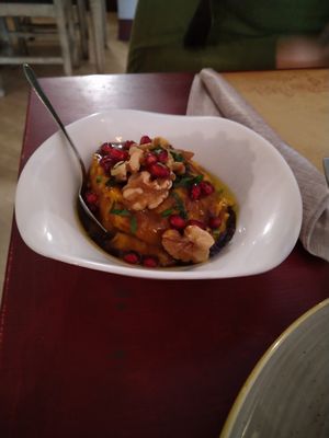 Crema di zucca, noci e melograno at I Nazareni in Brescia