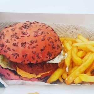 Pink bun! Very tasty 😋 at The Anti-Social Food Co in Bideford