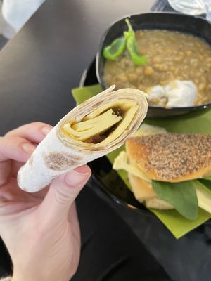 Flatbread w cheese and fig jam at Station Grön in Raettvik