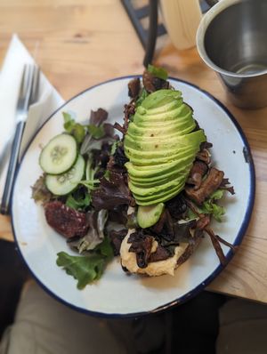 Avacado toast with mushrooms was amazing! at Kitchen Paris in Paris
