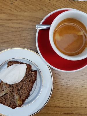 Nice Coffee with banana bread at Kitchen Paris in Paris