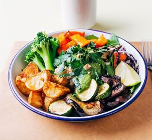 Veggie stew (4 sauces available : green curry, indian lentil, olive & lemon, saté) Delicious !  at Kitchen Paris in Paris