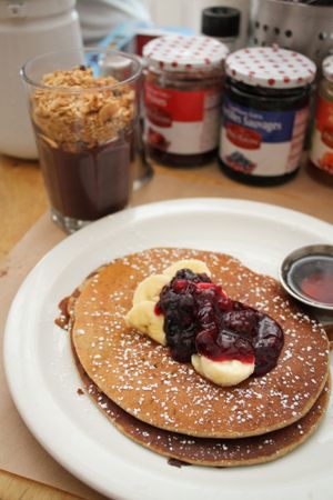  vegan pancakes with açai smoothie at Kitchen Paris in Paris
