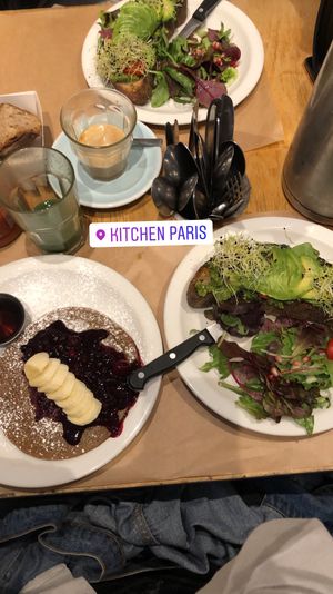 Vegan pancakes and toast du jour at Kitchen Paris in Paris