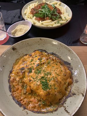 Vegan lasagna and pasta della nonna    at Bocca - Recollettenlei in Ghent
