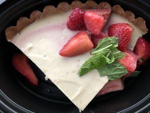 Vegan strawberry cheesecake  at True Food Kitchen in Kansas City