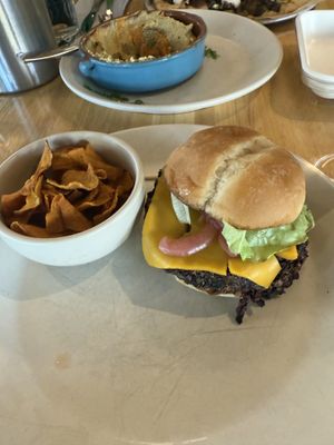 Vegan double cheese with sweet potato chips  at True Food Kitchen in Kansas City
