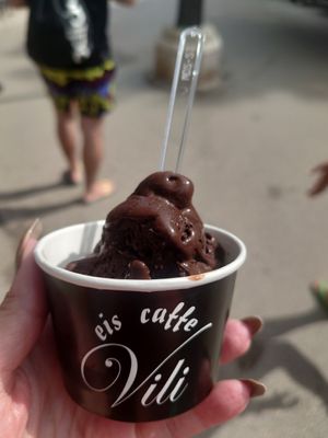 Dark chocolate 🍫 ice creaaaaaammmmmm at Ice Caffè Vili in Krk