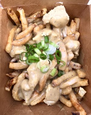Regular sized vegan poutine at Sweet Po Vegan Eats in Toronto