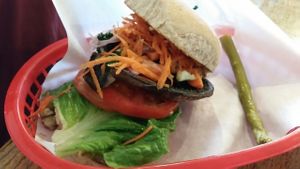 yummy portebello burger at Nature's Corner Cafe and Market in Florence