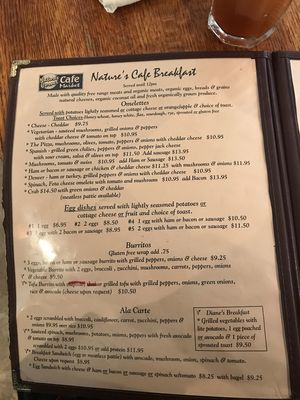 Menu 1st Page at Nature's Corner Cafe and Market in Florence