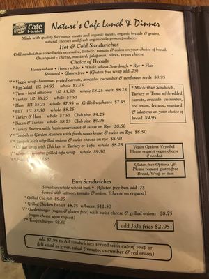 Menu 3rd at Nature's Corner Cafe and Market in Florence