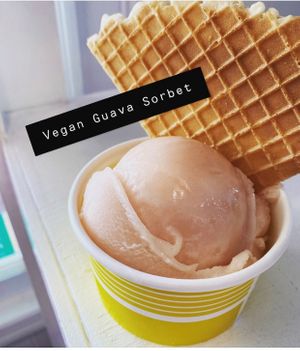 smooth guava sorbet at Gilbert's Ice Cream in Pawleys Island