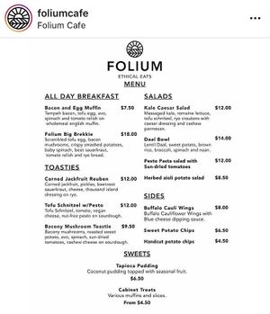 Menu  at Folium Cafe in Dudley