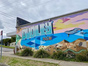 Dudley mural outside cafe  at Folium Cafe in Dudley