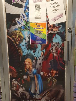 Door at Mad Hatters Ethnobotanical Kava Bar in St Petersburg