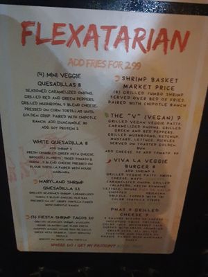 Some Vegan and Vegetarian menu options  at Mad Hatters Ethnobotanical Kava Bar in St Petersburg
