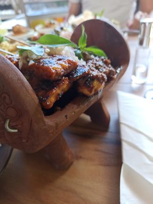 BBQ tempeh and veggies at KEMULAN Kitchen & Culture in Ubud