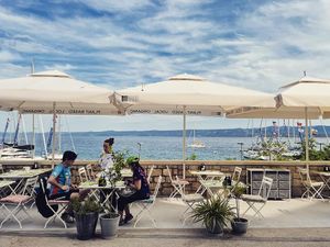 Bistro terrace and the beautiful view at BioMania Bistro Bol in Bol