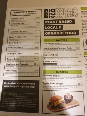 Menu at BioMania Bistro Bol in Bol