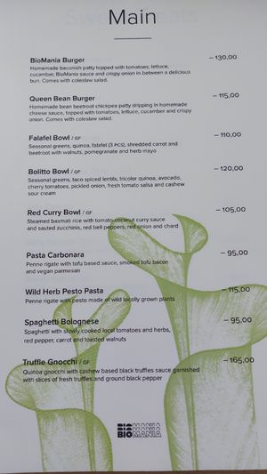 Menu at BioMania Bistro Bol in Bol