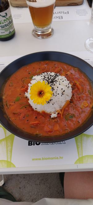 Red Curry at BioMania Bistro Bol in Bol