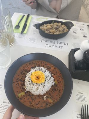 Thai curry bowl & truffle gnocchi   at BioMania Bistro Bol in Bol