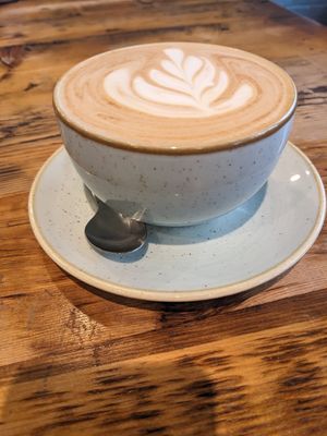 Oat milk latte at Olive & Bean in Newcastle Upon Tyne