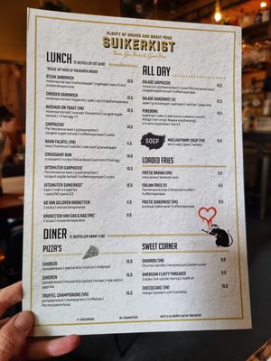 Menu at Suikerkist in Breda