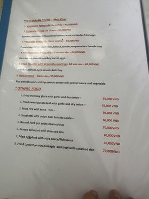Menu  at Tam's Cafe in Khe San